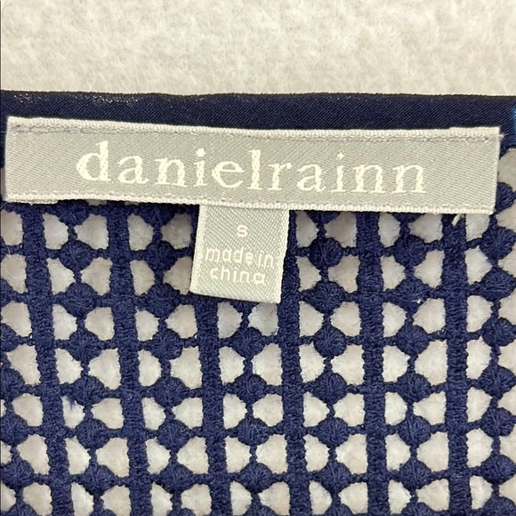 Daniel Rainn Dress Size S Navy Gray Rust Lined Cap Sleeves Elastic Waist EUC - Picture 2 of 12